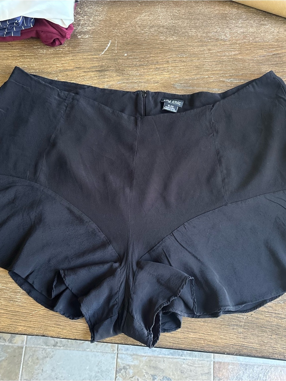 City Chic High Waisted Black Amina Ruffle Shorts Plus Size XL / 22